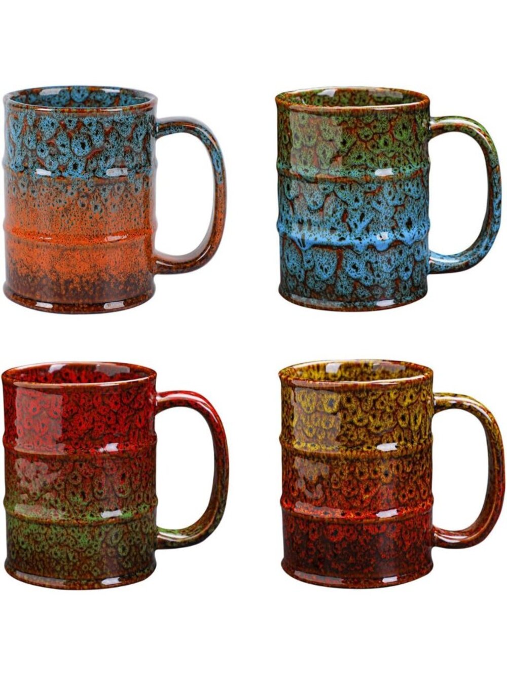 Large 20 Oz Ceramic Coffee Mug Set - Dishwasher & Microwave Safe, Multicolor